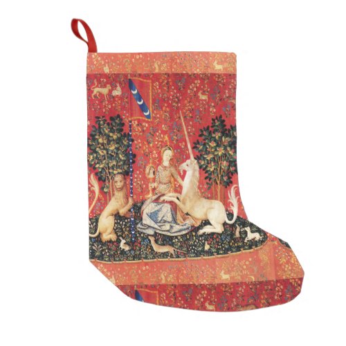 LADY AND UNICORN Fantasy FlowersAnimals Small Christmas Stocking