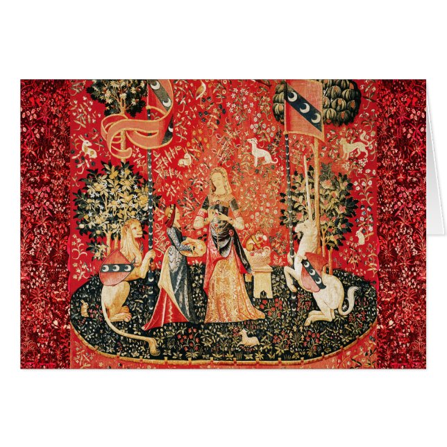 LADY AND UNICORN Flowers,Animals Fantasy Christmas Cards (Front Horizontal)