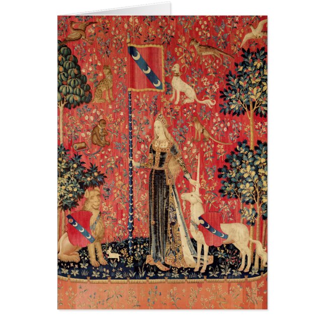 LADY AND UNICORN Flowers,Animals Fantasy Christmas Cards (Front)