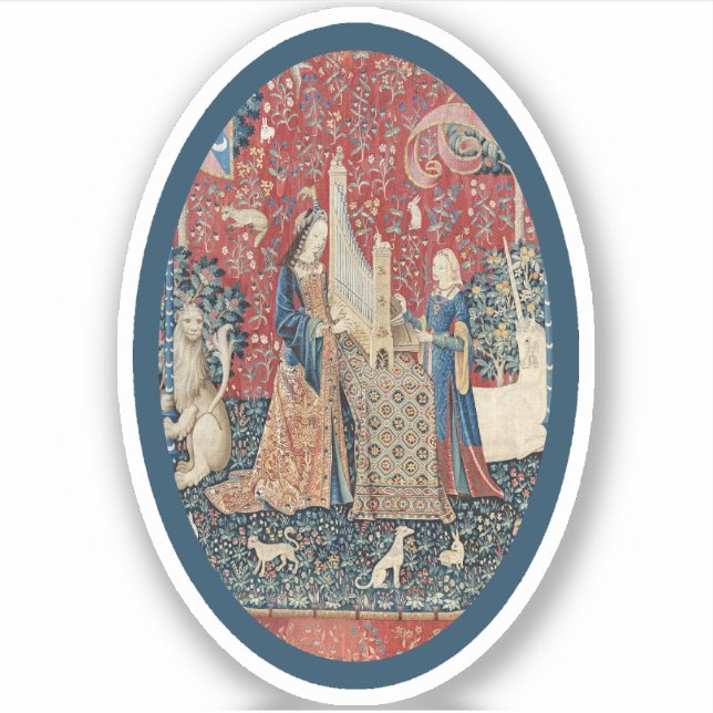 Lady and Unicorn (Hearing) Vinyl Sticker (Front)