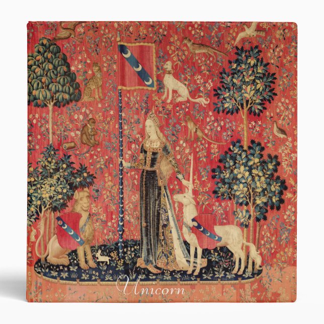 LADY AND UNICORN Lion,Fantasy Flowers,Animals 3 Ring Binder (Front)
