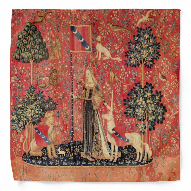 LADY AND UNICORN Lion,Fantasy Flowers,Animals Bandana (Front)