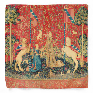 LADY AND UNICORN Lion,Fantasy Flowers,Animals Bandana
