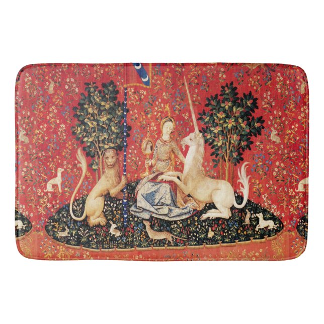 LADY AND UNICORN Lion,Fantasy Flowers,Animals Bath Mat (Front)