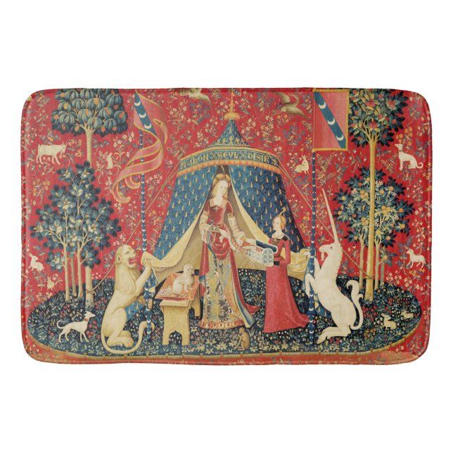 LADY AND UNICORN Lion,Fantasy Flowers,Animals Bath Mat (Front)