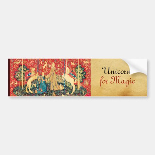 LADY AND UNICORN LionFantasy FlowersAnimals Bumper Sticker