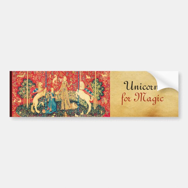 LADY AND UNICORN Lion,Fantasy Flowers,Animals Bumper Sticker (Front)