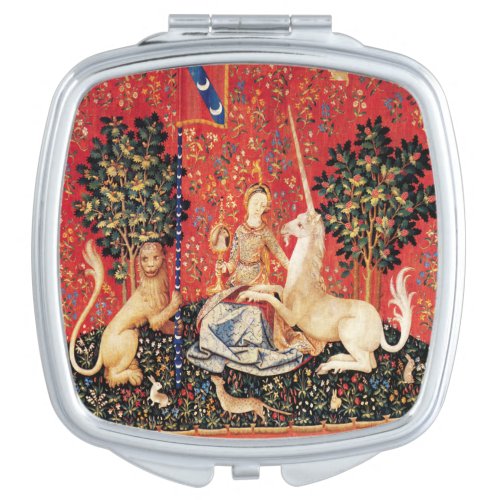 LADY AND UNICORN LionFantasy FlowersAnimals Compact Mirror