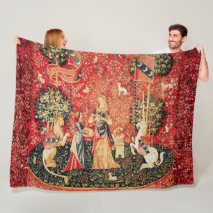 LADY AND UNICORN Lion,Fantasy Flowers,Animals Fleece Blanket