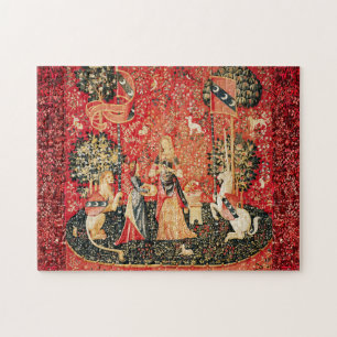 LADY AND UNICORN Lion,Fantasy Flowers,Animals Jigsaw Puzzle