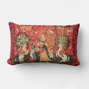 LADY AND UNICORN Lion,Fantasy Flowers,Animals Lumbar Pillow