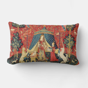 LADY AND UNICORN Lion,Fantasy Flowers,Animals Lumbar Pillow