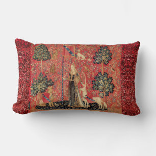 LADY AND UNICORN Lion,Fantasy Flowers,Animals Lumbar Pillow