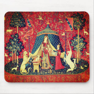 LADY AND UNICORN Lion,Fantasy Flowers,Animals Mouse Pad
