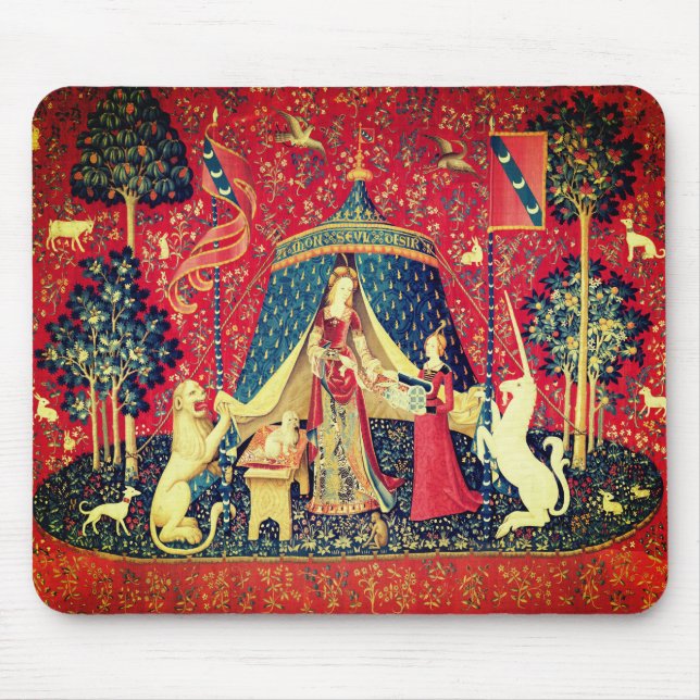 LADY AND UNICORN Lion,Fantasy Flowers,Animals Mouse Pad (Front)