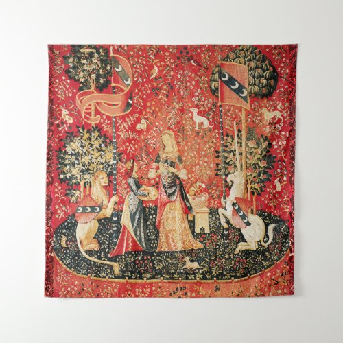 LADY AND UNICORN LionFantasy FlowersAnimals Tapestry