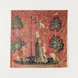 LADY AND UNICORN Lion,Fantasy Flowers,Animals Tapestry