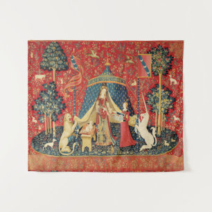 LADY AND UNICORN Lion,Fantasy Flowers,Animals Tapestry