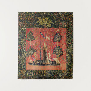 LADY AND UNICORN Lion,Fantasy Flowers,Animals Tapestry