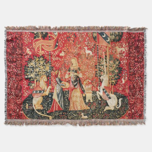 LADY AND UNICORN LionFantasy FlowersAnimals Throw Blanket