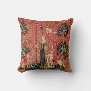 LADY AND UNICORN Lion,Fantasy Flowers,Animals Throw Pillow