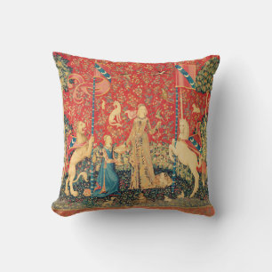 LADY AND UNICORN Lion,Fantasy Flowers,Animals Throw Pillow