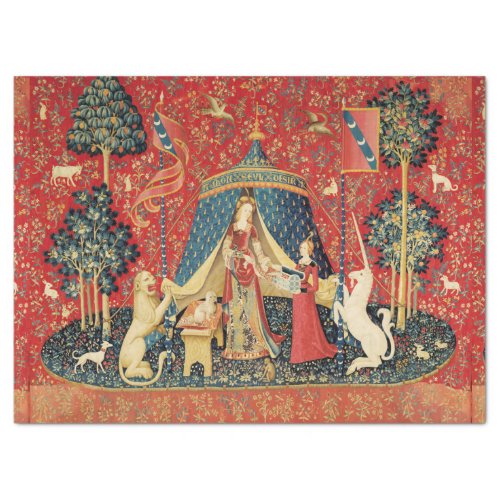 LADY AND UNICORN LionFantasy FlowersAnimals Tissue Paper