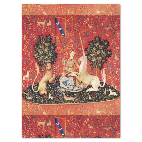 LADY AND UNICORN LionFantasy FlowersAnimals Tissue Paper