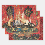 LADY AND UNICORN Lion,Flowers,Animals Medieval  Wrapping Paper Sheets