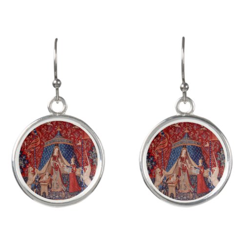 Lady and Unicorn Medieval Tapestry Desire Earrings