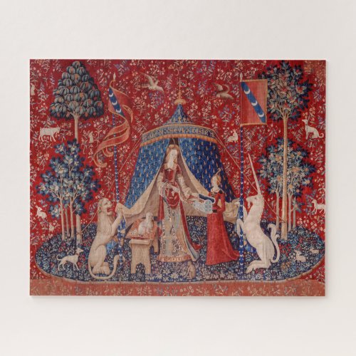 Lady and Unicorn Medieval Tapestry Desire Jigsaw Puzzle