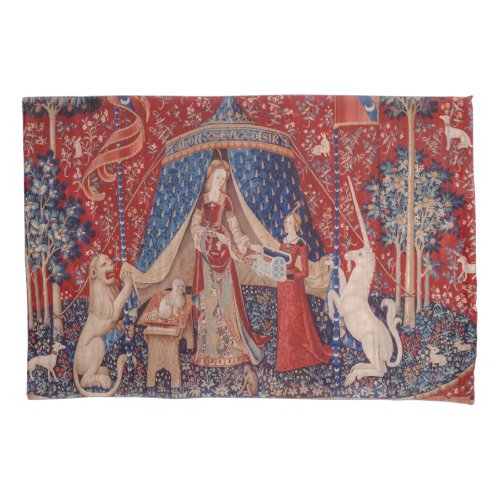 Lady and Unicorn Medieval Tapestry Desire Pillow Case