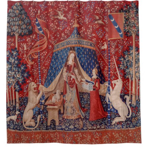 Lady and Unicorn Medieval Tapestry Desire Shower Curtain
