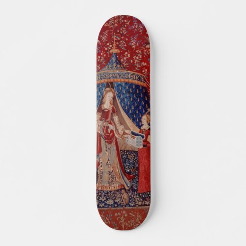 Lady and Unicorn Medieval Tapestry Desire Skateboard