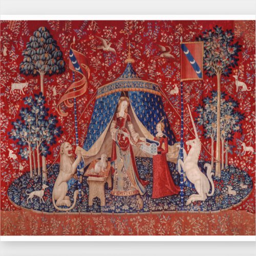 Lady and Unicorn Medieval Tapestry Desire Sticker