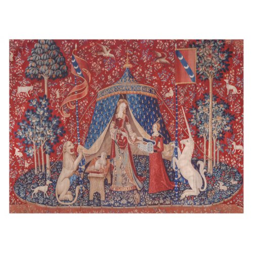 Lady and Unicorn Medieval Tapestry Desire Tablecloth