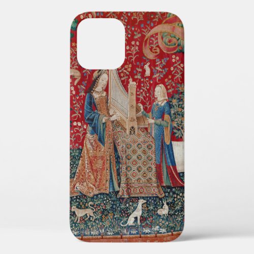 Lady and Unicorn Medieval Tapestry Hearing iPhone 12 Case