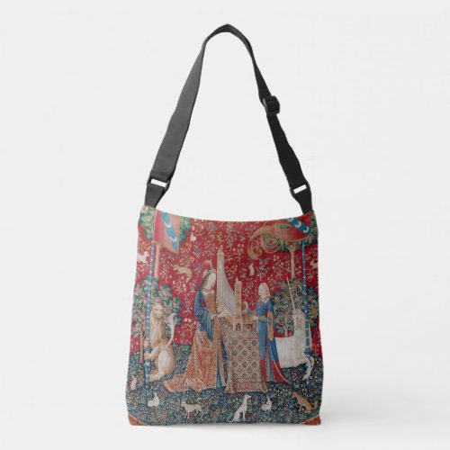 Lady and Unicorn Medieval Tapestry Hearing Crossbody Bag