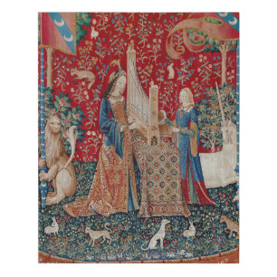 Lady and Unicorn Medieval Tapestry Hearing Faux Canvas Print