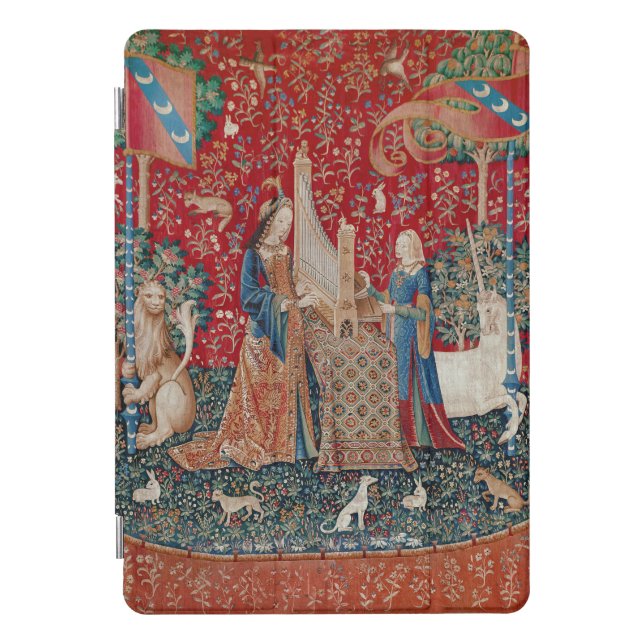 Lady and Unicorn Medieval Tapestry Hearing iPad Pro Cover (Front)