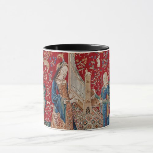 Lady and Unicorn Medieval Tapestry Hearing Mug
