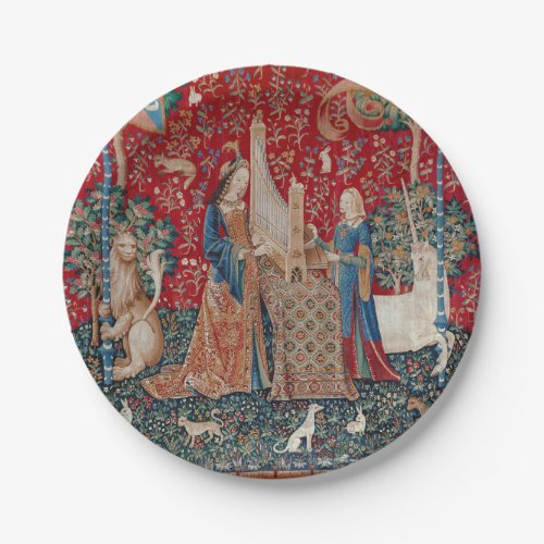 Lady and Unicorn Medieval Tapestry Hearing Paper Plates