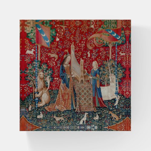 Lady and Unicorn Medieval Tapestry Hearing Paperweight