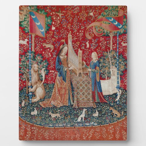 Lady and Unicorn Medieval Tapestry Hearing Plaque