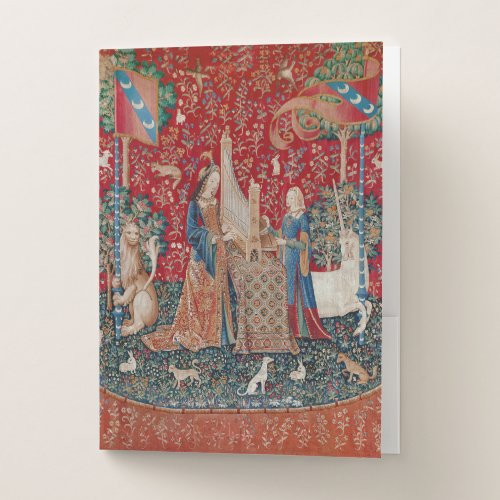 Lady and Unicorn Medieval Tapestry Hearing Pocket Folder