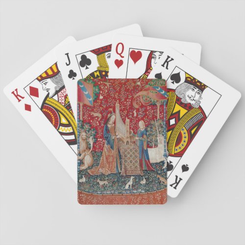 Lady and Unicorn Medieval Tapestry Hearing Poker Cards