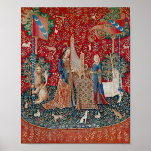 Lady and Unicorn Medieval Tapestry Hearing Poster