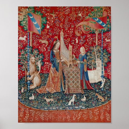 Lady and Unicorn Medieval Tapestry Hearing Poster
