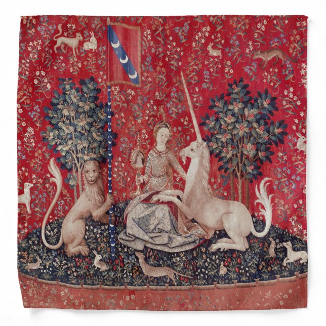 Lady and Unicorn Medieval Tapestry Sight Bandana (Front)