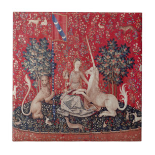 Lady and Unicorn Medieval Tapestry Sight Ceramic Tile